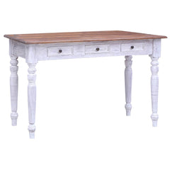 Desk with Drawers 117x57x75 cm Solid Mahogany Wood White and light wood