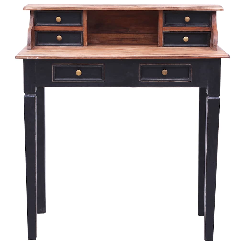 Writing Desk with Drawers 90x50x101 cm Solid Mahogany Wood Black