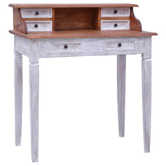 Writing Desk with Drawers 90x50x101 cm Solid Mahogany Wood White