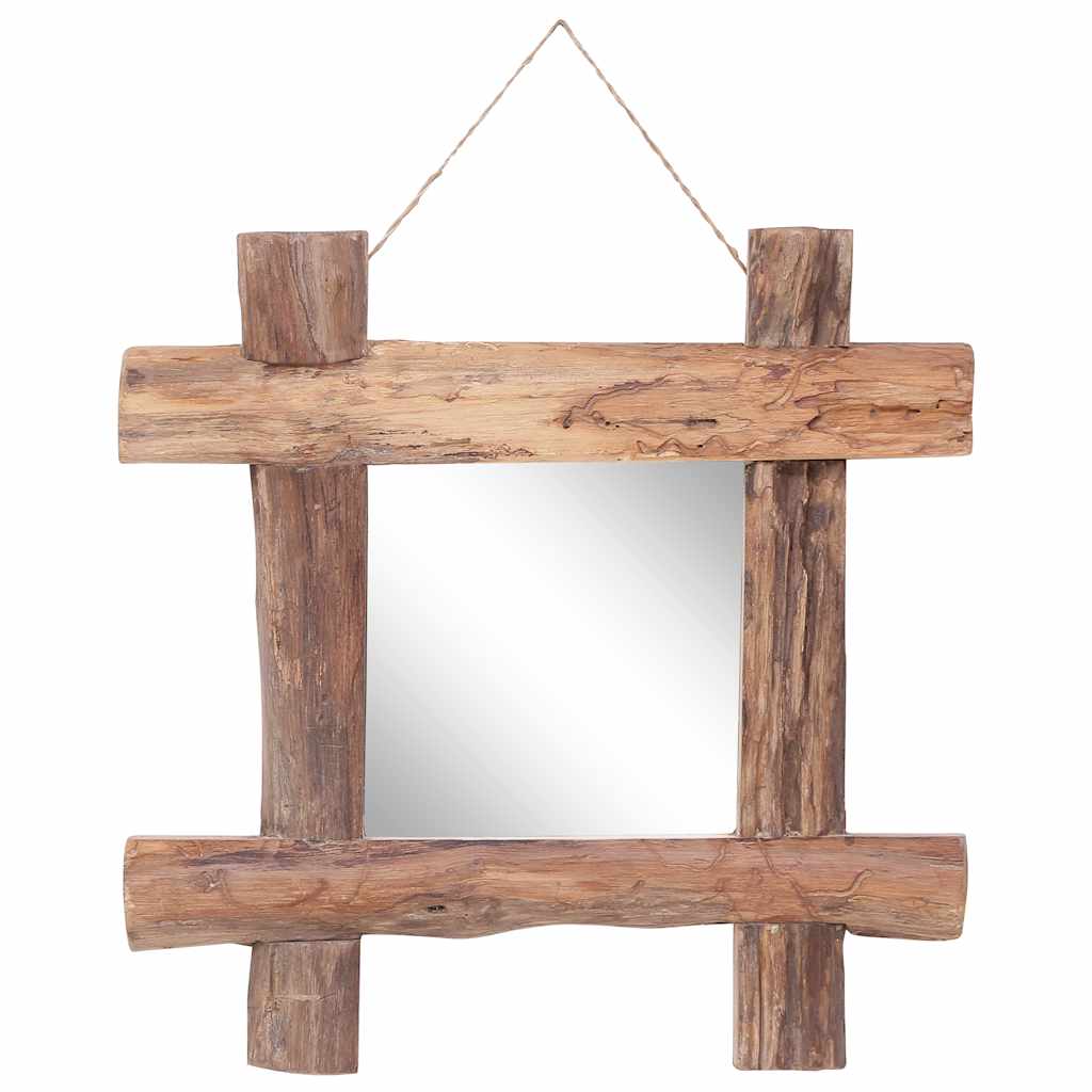 Log Mirror Natural 50x50 cm Recycled Teak Wood 50 cm 50 cm