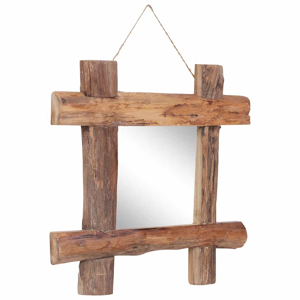 Log Mirror Natural 50x50 cm Recycled Teak Wood 50 cm 50 cm