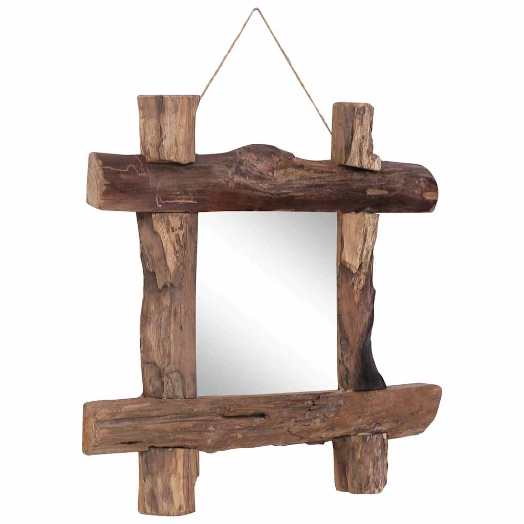 Log Mirror Natural 50x50 cm Recycled Teak Wood 50 cm 50 cm