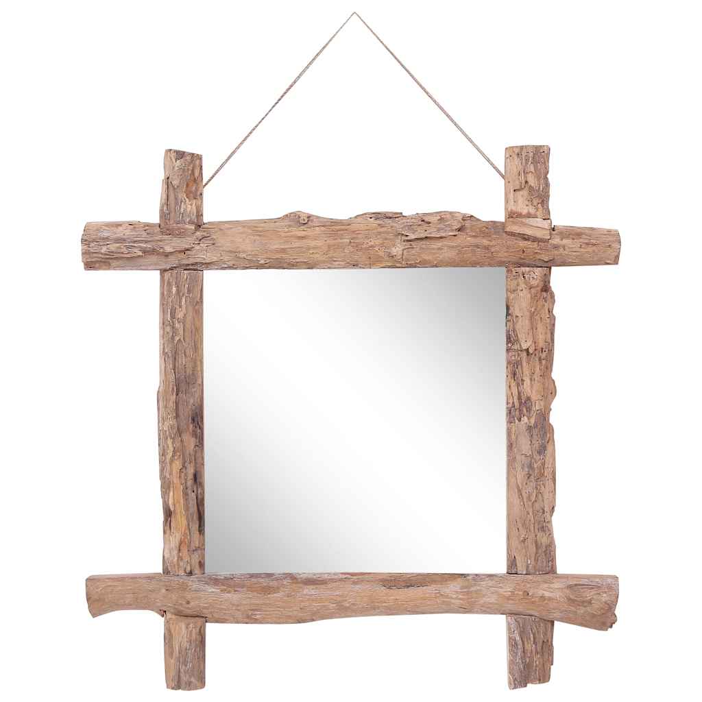 Log Mirror Natural 50x50 cm Recycled Teak Wood 70 cm 70 cm