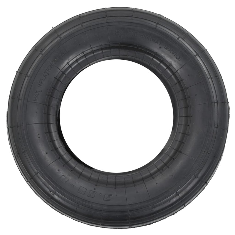 4 Piece Wheelbarrow Tire and Inner Tube Set 3.50-8 4PR Rubber