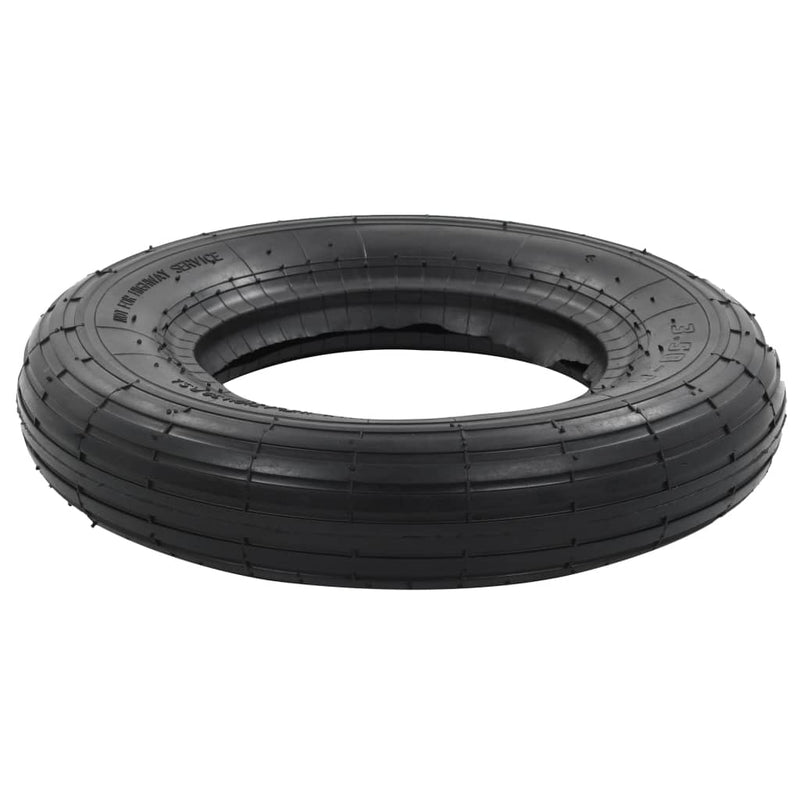 4 Piece Wheelbarrow Tire and Inner Tube Set 3.50-8 4PR Rubber