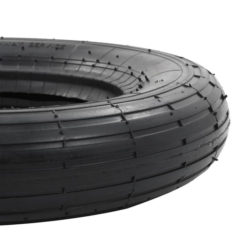 4 Piece Wheelbarrow Tire and Inner Tube Set 3.50-8 4PR Rubber