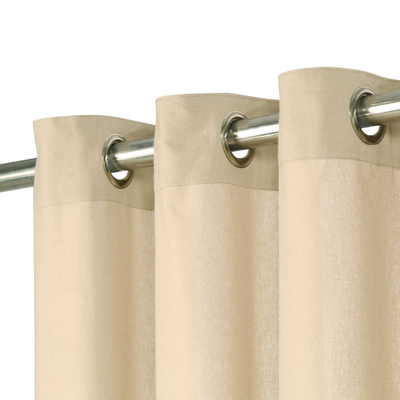 Curtains with Metal Rings 2 pcs Cotton 140x245 cm Beige