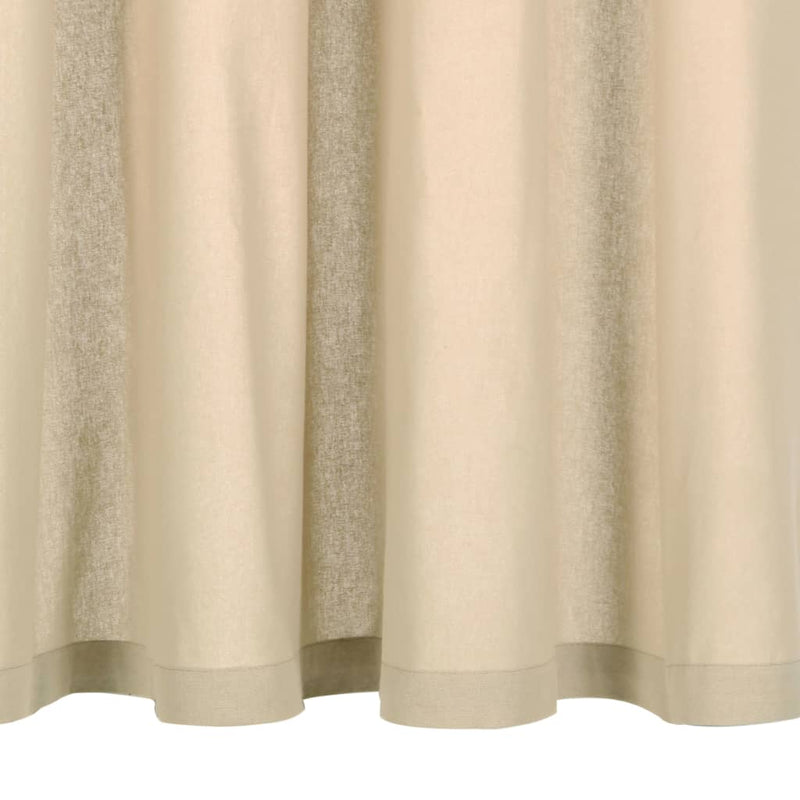 Curtains with Metal Rings 2 pcs Cotton 140x245 cm Beige