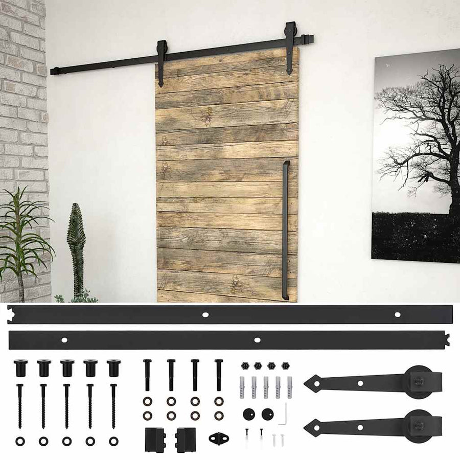 145259 vidaXL Sliding Door "SKIEN" Hardware Kit 200 cm Steel Black 1