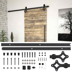 Sliding Door Hardware Kit Steel Black 183 cm 1