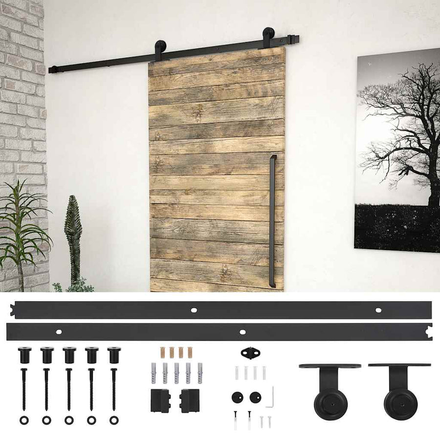 145262 vidaXL Sliding Door "SKIEN" Hardware Kit 183 cm Steel Black 1