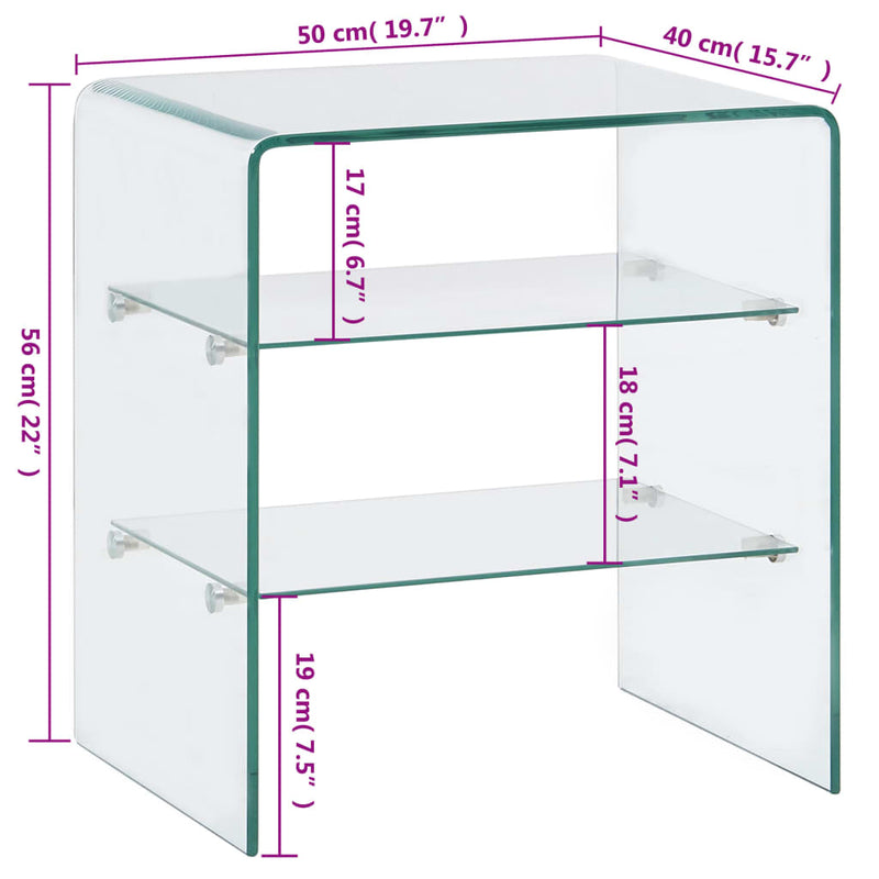 Coffee Table 50x40x56 cm Tempered Glass