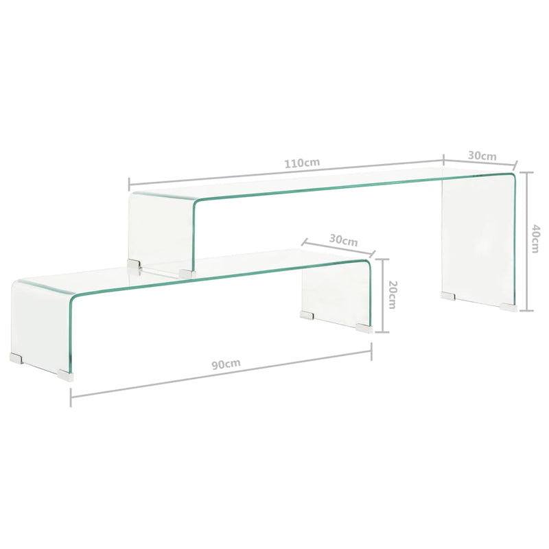 Juego de mesa de centro de 2 piezas 90x30x20/110x30x40 cm Cristal templado