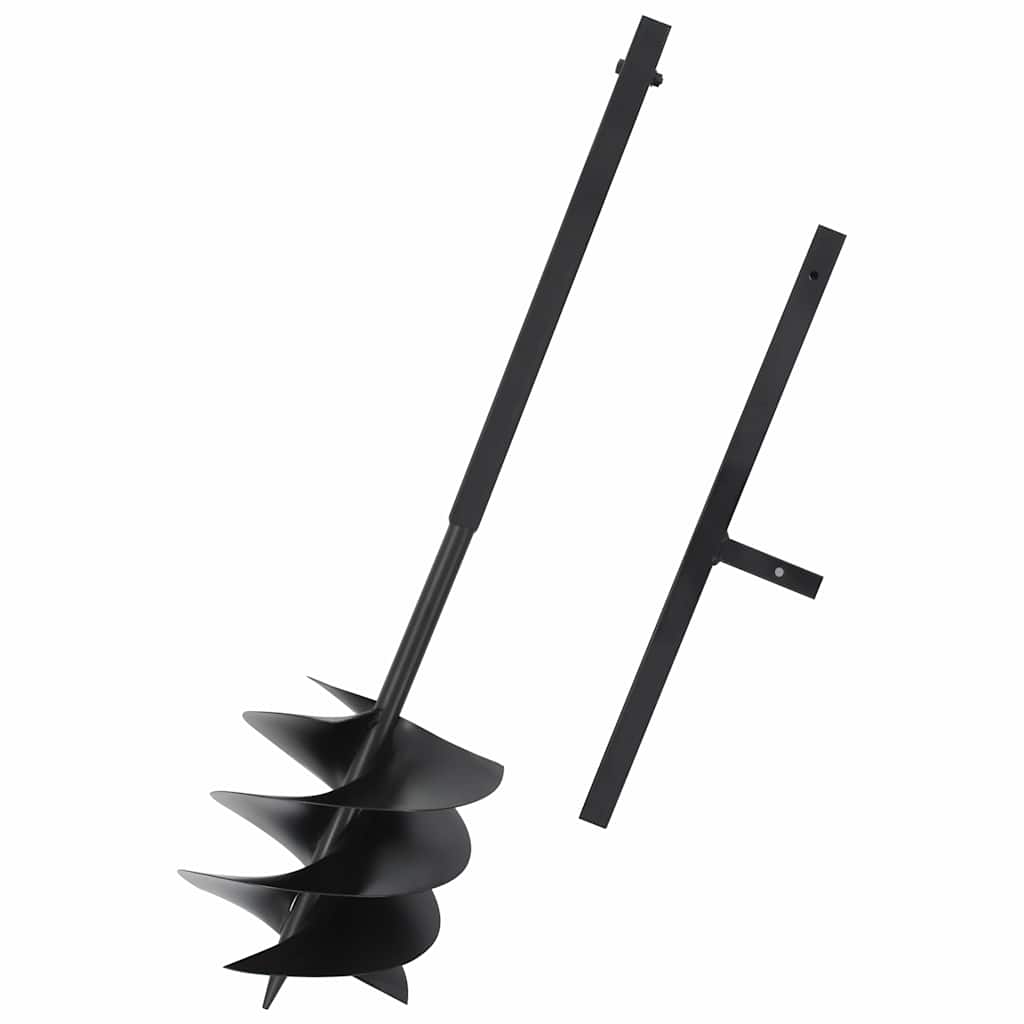 vidaXL Ground Drill with Handle Auger Bit Three Spirals Steel Black