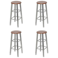 vidaXL Bar Stools 4 pcs Silver and Brown MDF 1