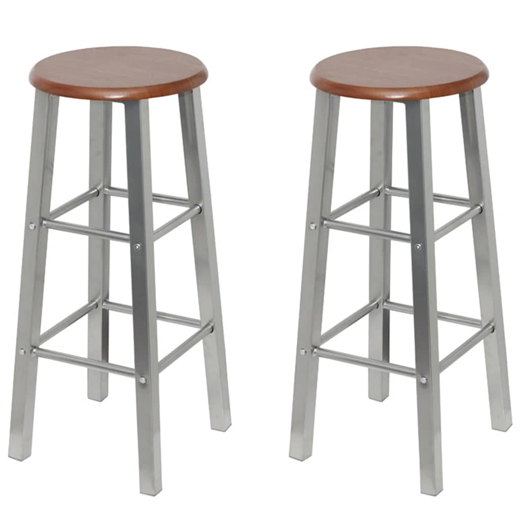 vidaXL Bar Stools 4 pcs Silver and Brown MDF 2