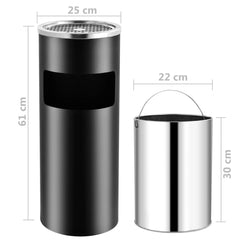 Ashtray Dustbin 30 L Steel Black