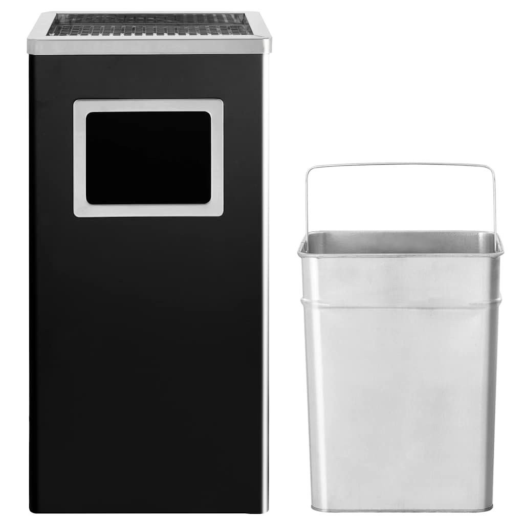vidaXL Ashtray Dustbin 45 L Steel Black 3