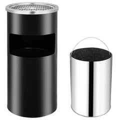vidaXL Wall Ashtray Dustbin Steel 26 L Black 3