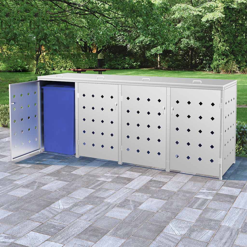 Single Wheelie Bin Shed 240 L Stainless Steel 4