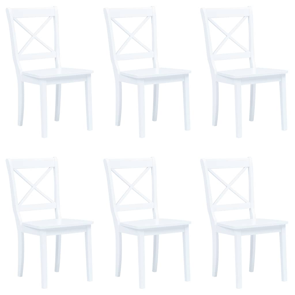vidaXL Dining Chairs 6 pcs White Solid Rubber Wood 1