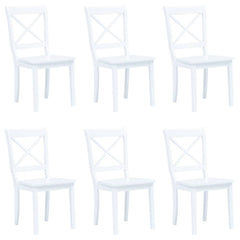 vidaXL Dining Chairs 6 pcs White Solid Rubber Wood 1