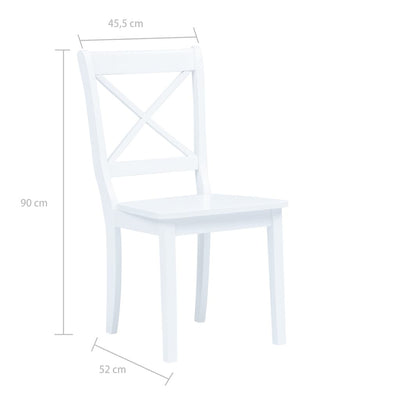 Dining Chairs 6 pcs White Solid Rubber Wood