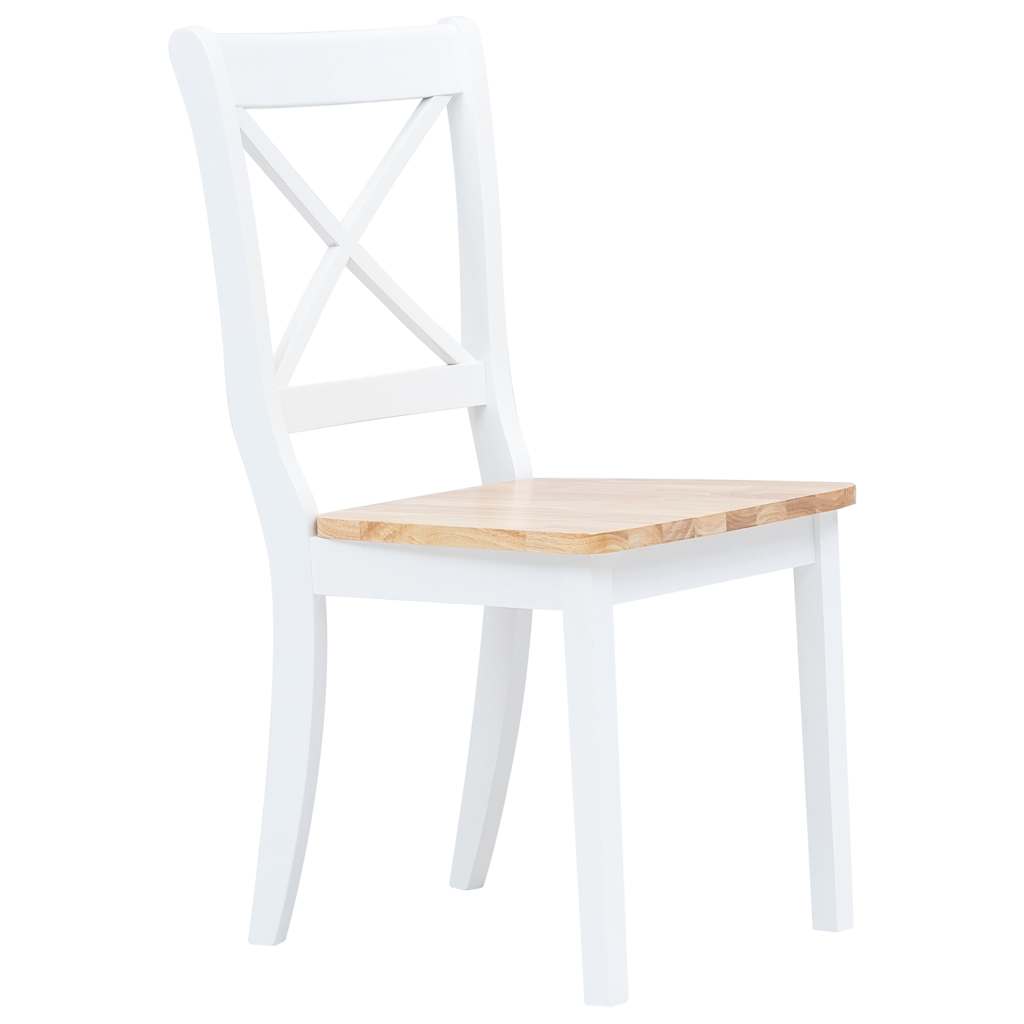 vidaXL Dining Chairs 6 pcs White and Light Wood Solid Rubber Wood 2