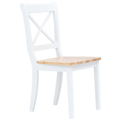 vidaXL Dining Chairs 6 pcs White and Light Wood Solid Rubber Wood 2