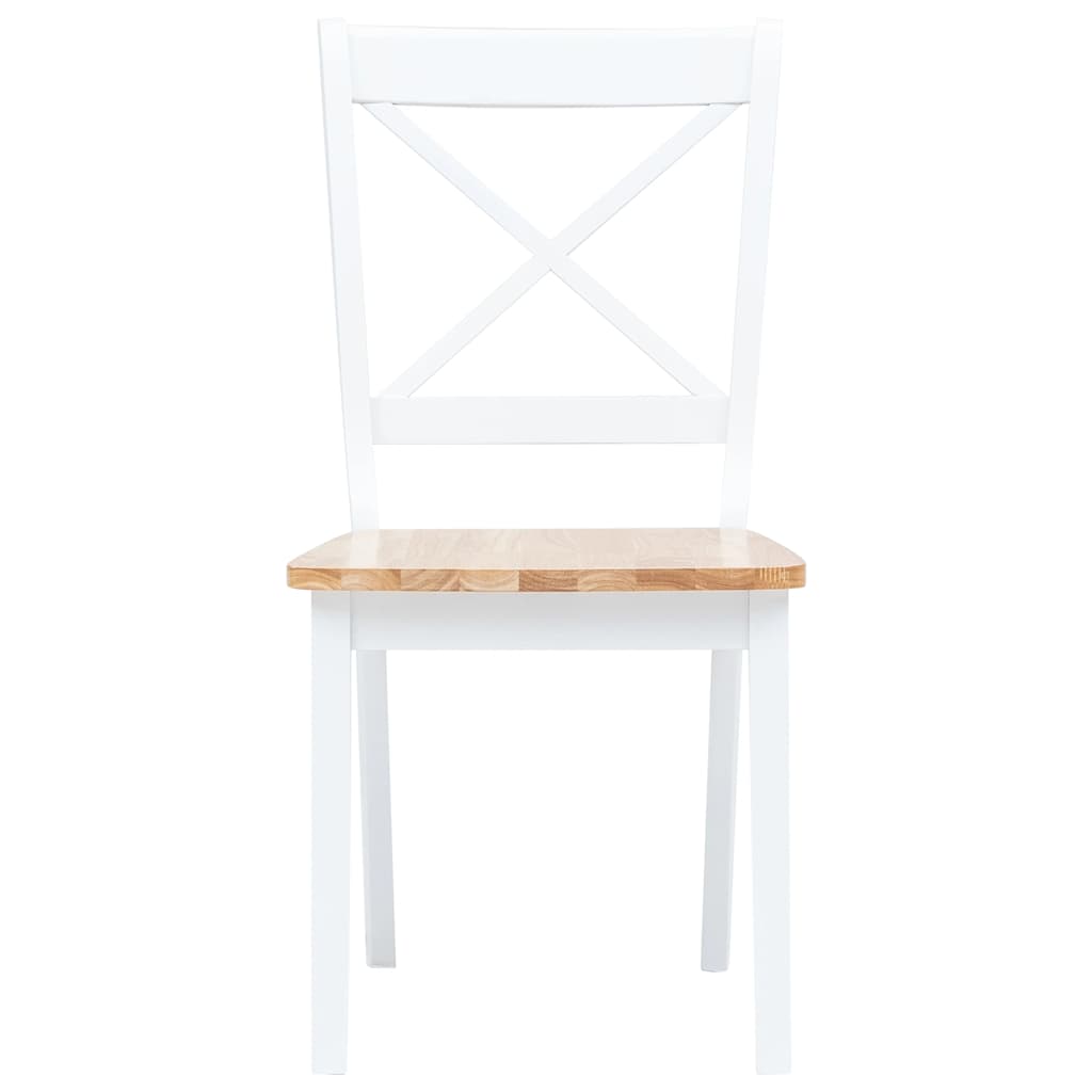 vidaXL Dining Chairs 6 pcs White and Light Wood Solid Rubber Wood 4