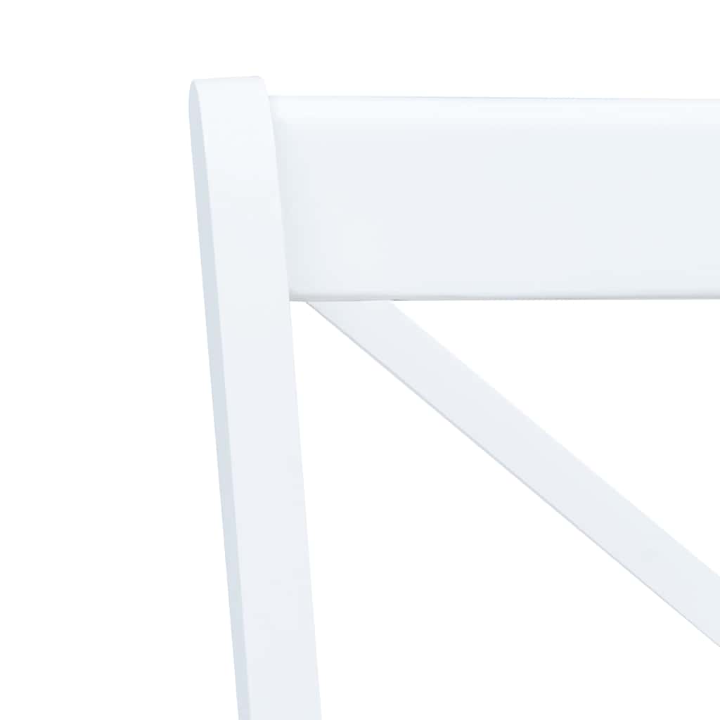 vidaXL Dining Chairs 6 pcs White and Light Wood Solid Rubber Wood 5