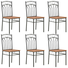 vidaXL Dining Chair | Set of 6 | Brown and black | MDF and steel | Standard 1
