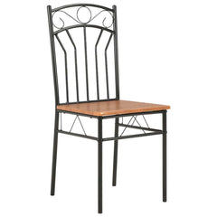 vidaXL Dining Chair | Set of 6 | Brown and black | MDF and steel | Standard 2