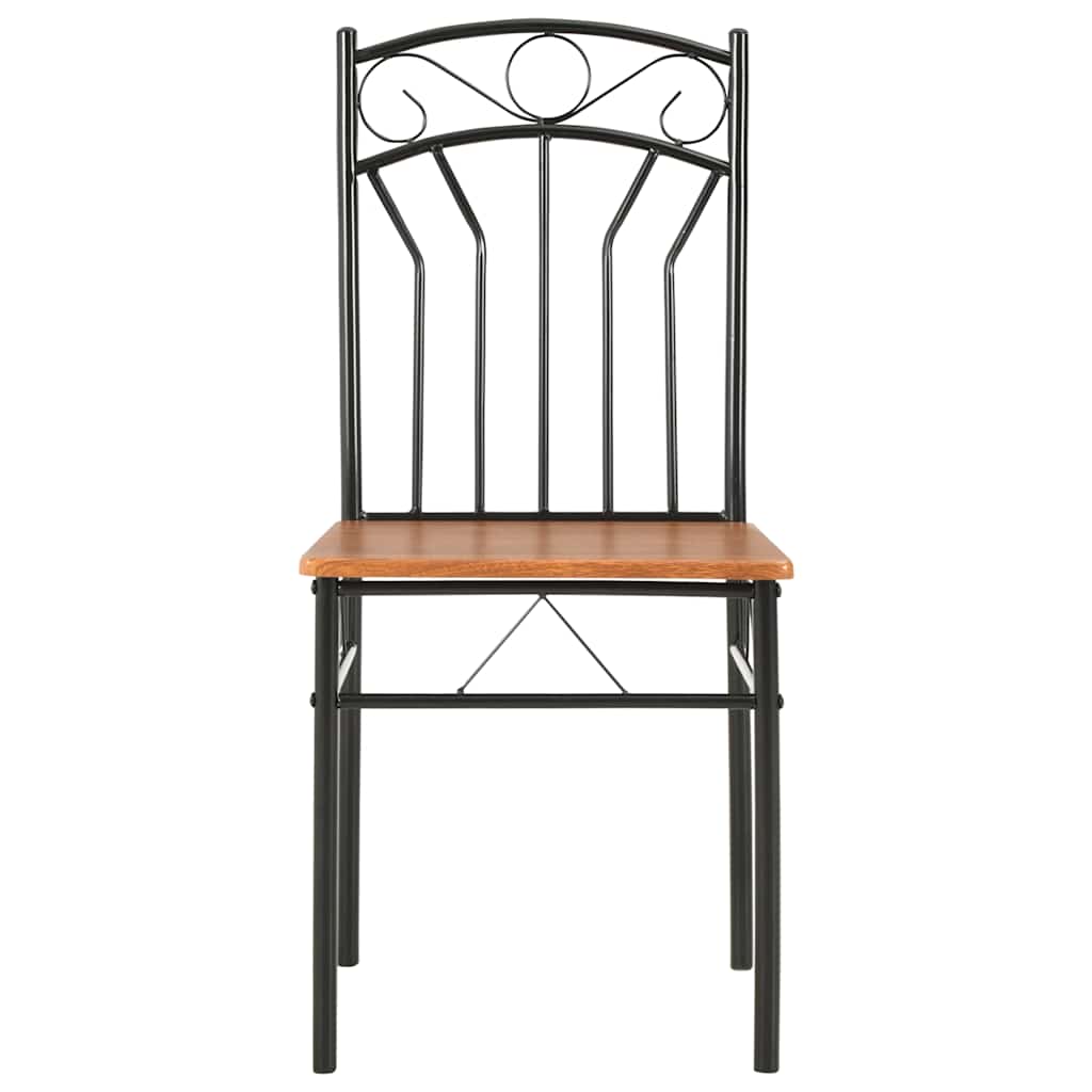 vidaXL Dining Chair | Set of 6 | Brown and black | MDF and steel | Standard 3