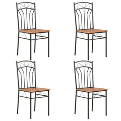 vidaXL Dining Chair | Set of 4 | Brown and black | MDF and Steel | Standard 1