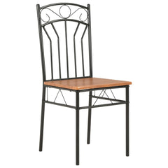 vidaXL Dining Chair | Set of 4 | Brown and black | MDF and Steel | Standard 2