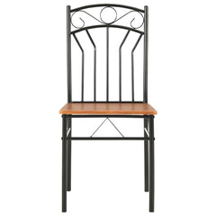 vidaXL Dining Chair | Set of 4 | Brown and black | MDF and Steel | Standard 3
