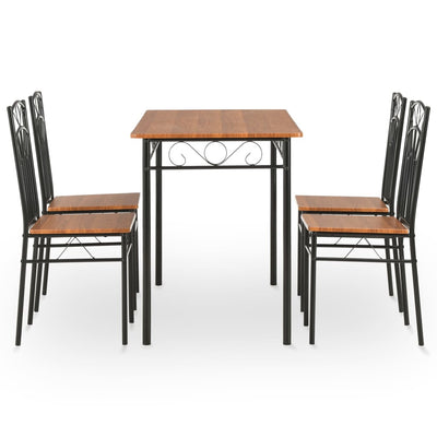 5 Piece Dining Set MDF and Steel Brown