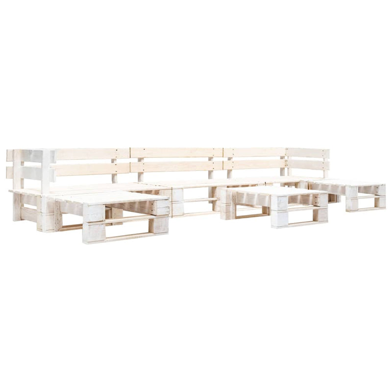 6 Piece Garden Pallet Lounge Set Wood White