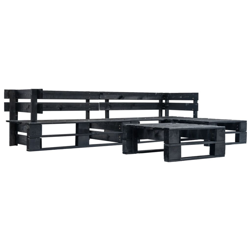 4 Piece Garden Pallet Lounge Set Black Wood