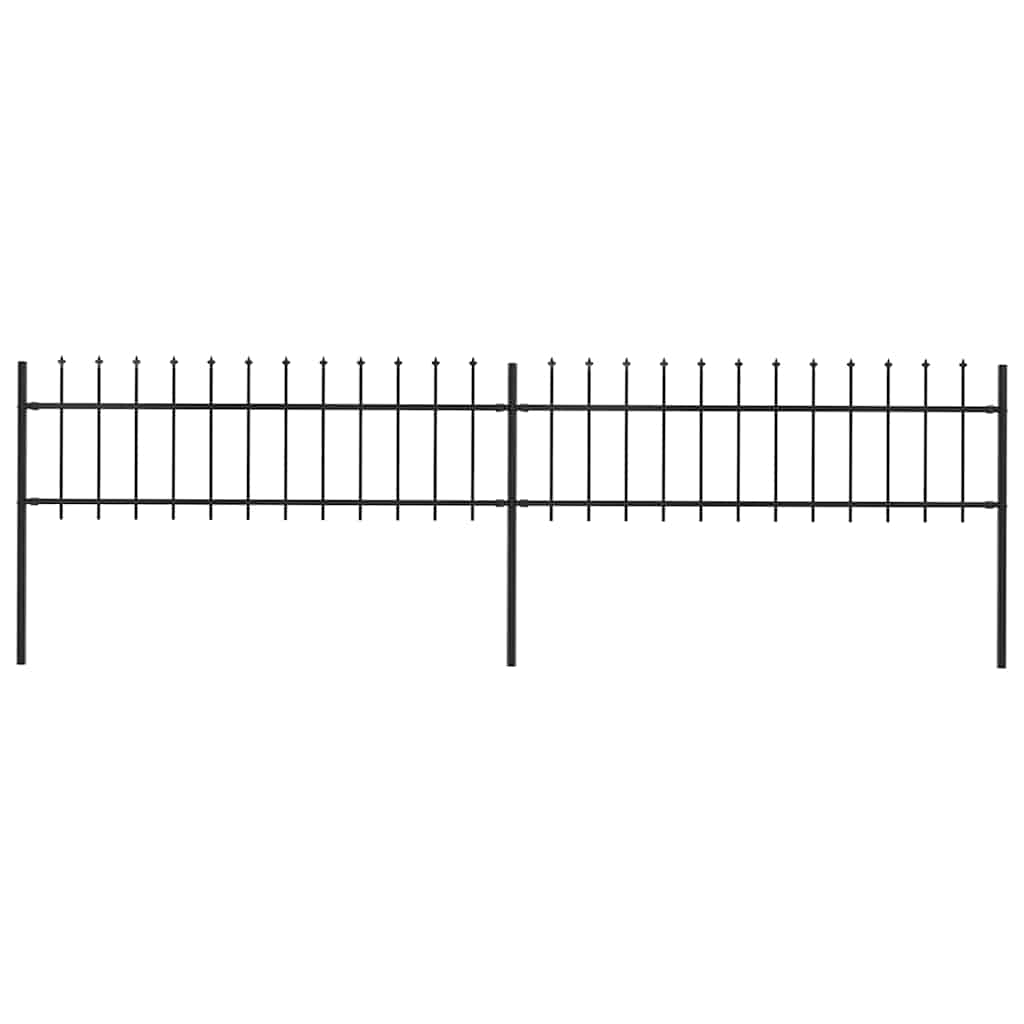 Garden Fence with Spear Top Steel 337x60 cm Black 337 cm