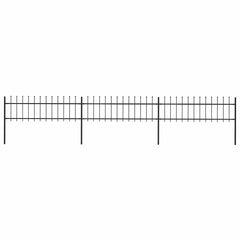 Garden Fence with Spear Top Steel 337x60 cm Black 504 cm