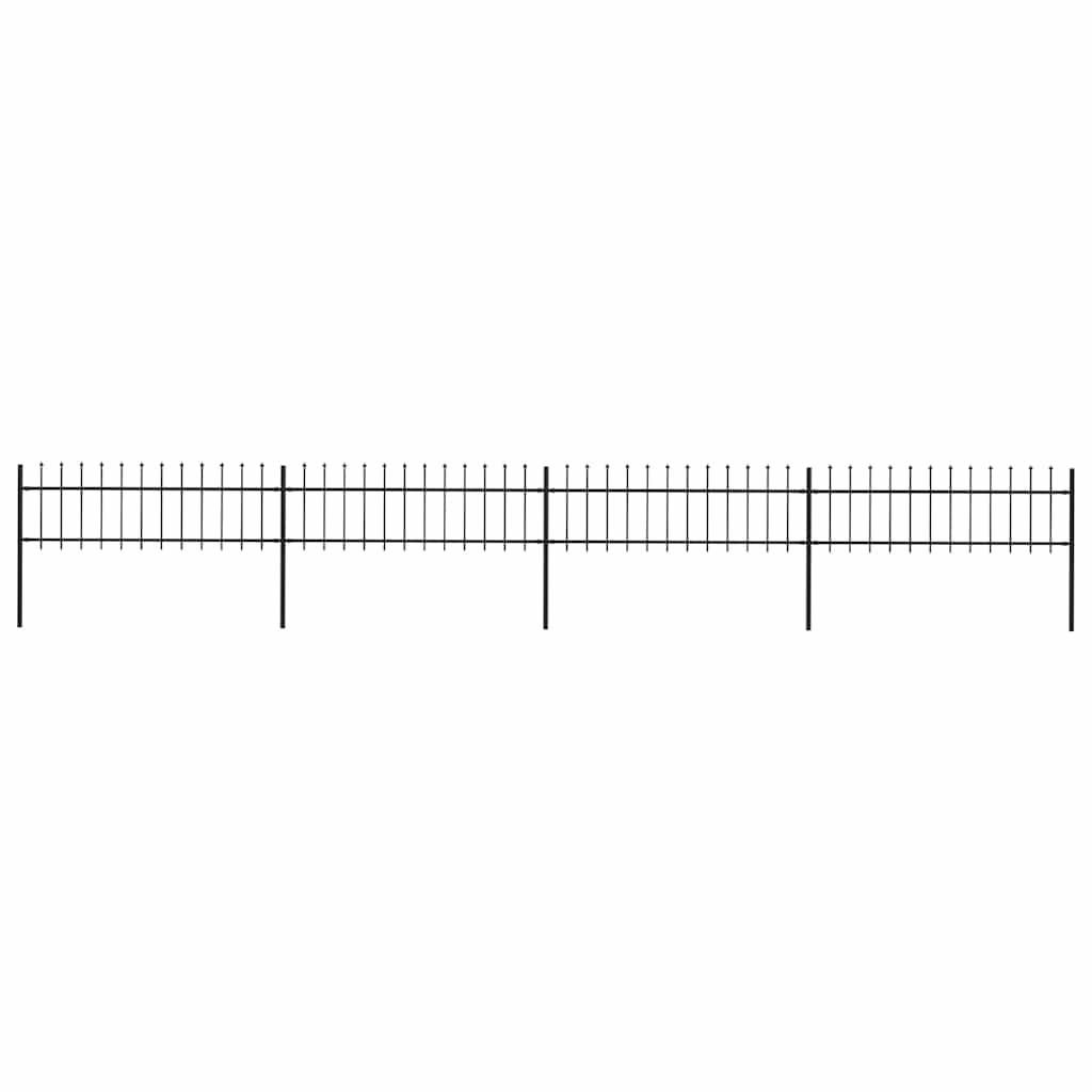 Garden Fence with Spear Top Steel 337x60 cm Black 671 cm