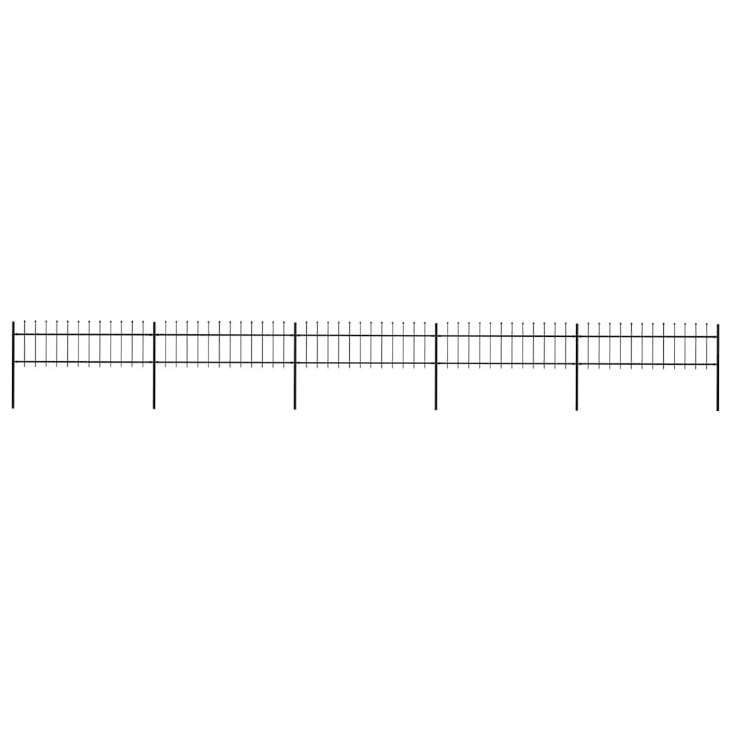 Garden Fence with Spear Top Steel 337x60 cm Black 838 cm