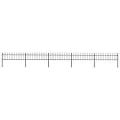 Garden Fence with Spear Top Steel 337x60 cm Black 838 cm