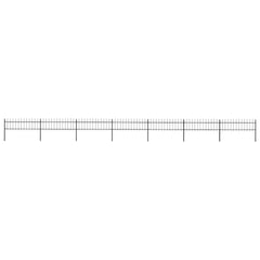 Garden Fence with Spear Top Steel 337x60 cm Black 1172 cm