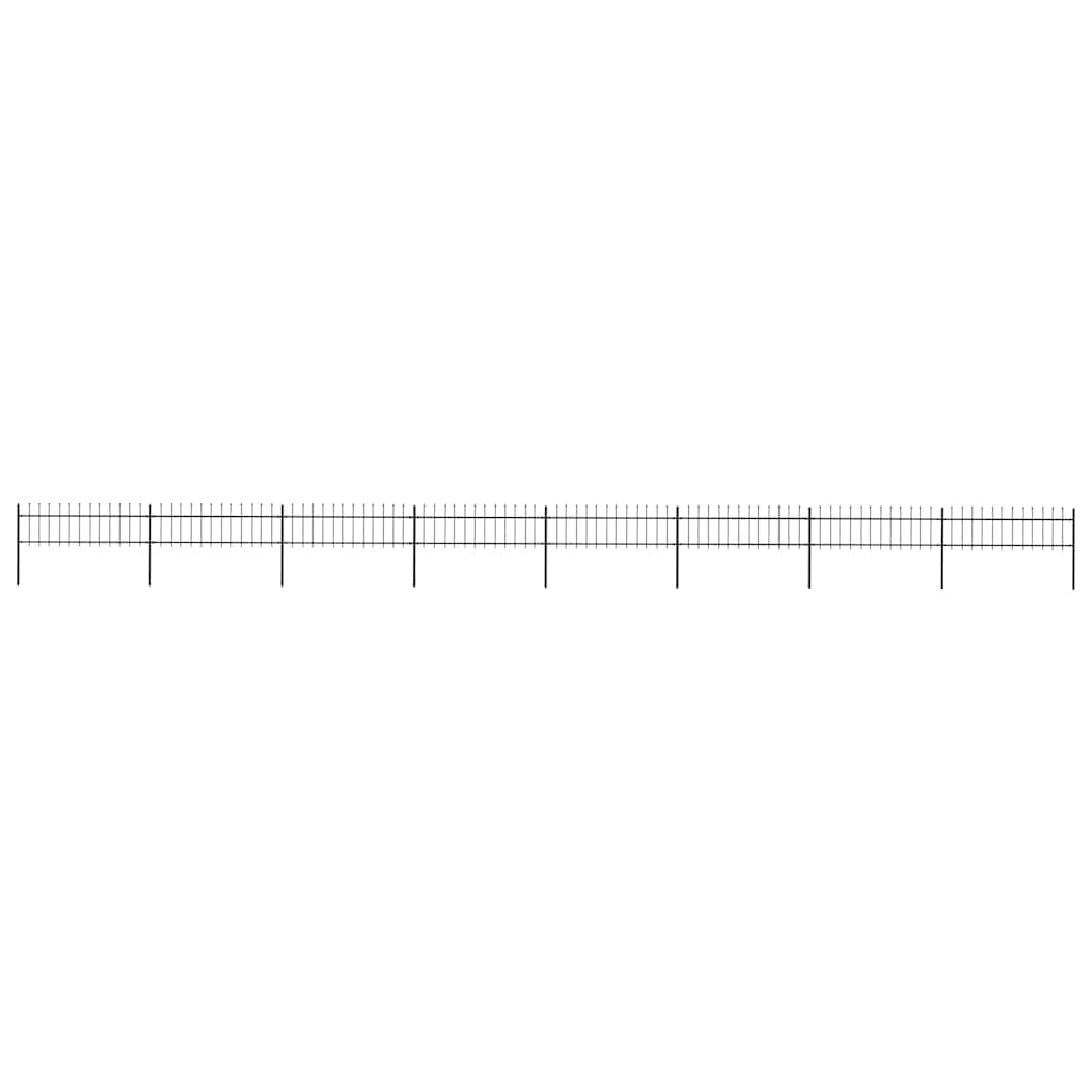 Garden Fence with Spear Top Steel 337x60 cm Black 1339 cm