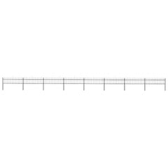Garden Fence with Spear Top Steel 337x60 cm Black 1339 cm