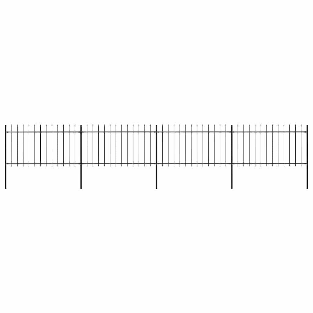 Garden Fence with Spear Top Steel 337x100 cm Black 671 cm