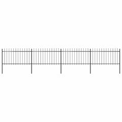 Garden Fence with Spear Top Steel 337x100 cm Black 671 cm